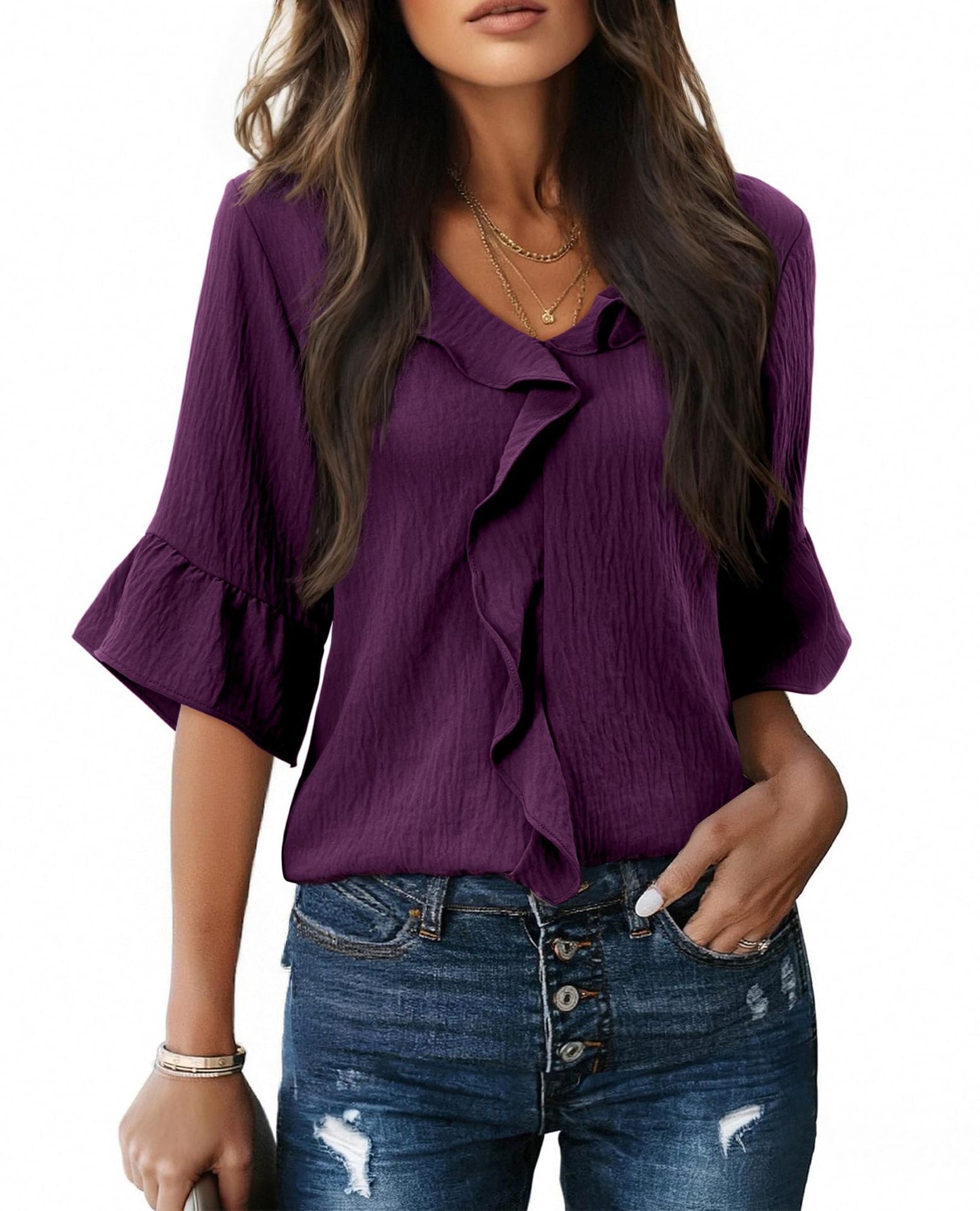 Versatile Popular Pretty Fashionable Ruffled Loose Tops