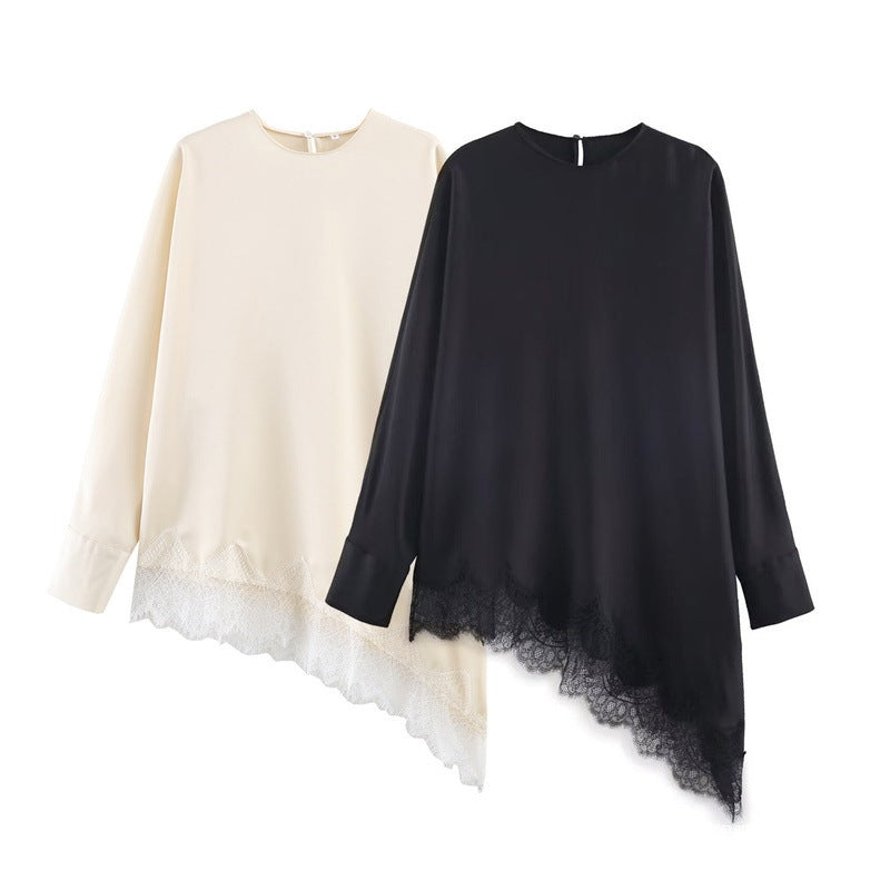 Women's Winter Fashion Loose Temperament Solid Color Asymmetric Blouse