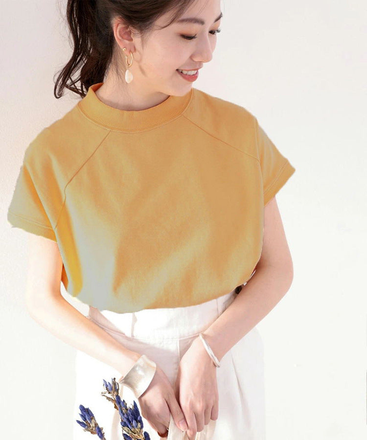 Women's Summer Half Turtleneck Sleeve Cotton Loose Shorts