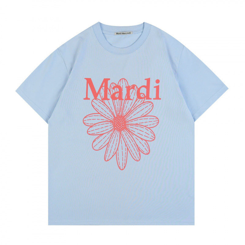 Sleeve Little Daisy Sausage Dog Printed Round Neck Pure Shorts