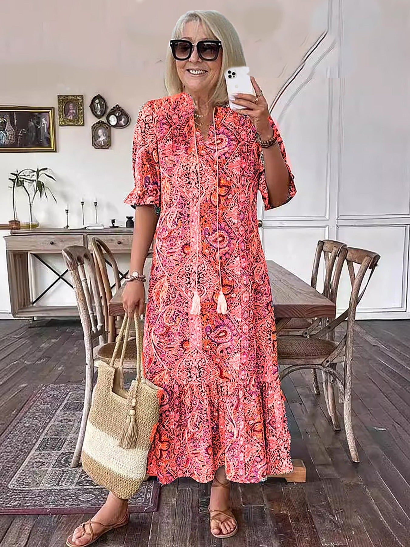 Charming Trendy Women's Casual Holiday Printed Dress