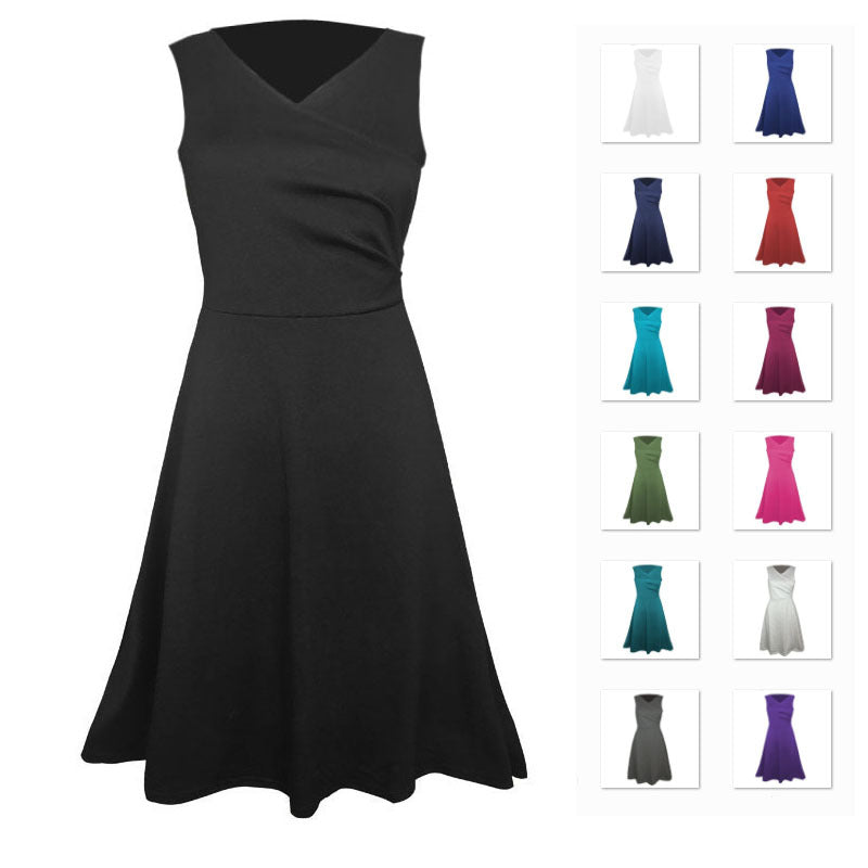 Women's Autumn Sleeveless Black Large Swing Dress