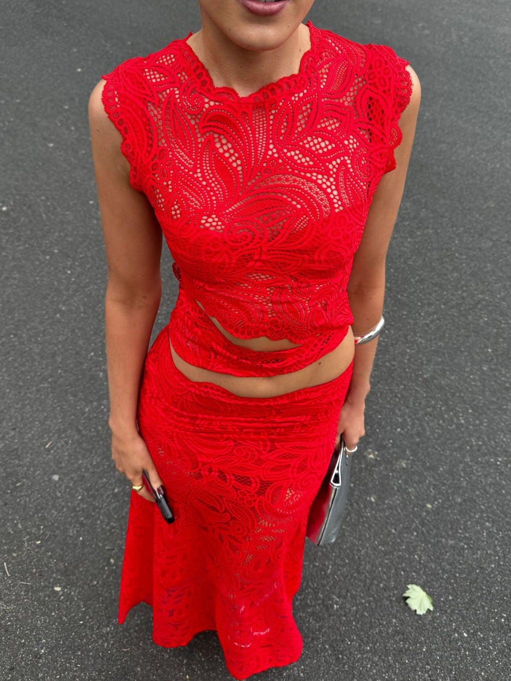 Hollow Out Irregular Sexy Red Fishtail Dress