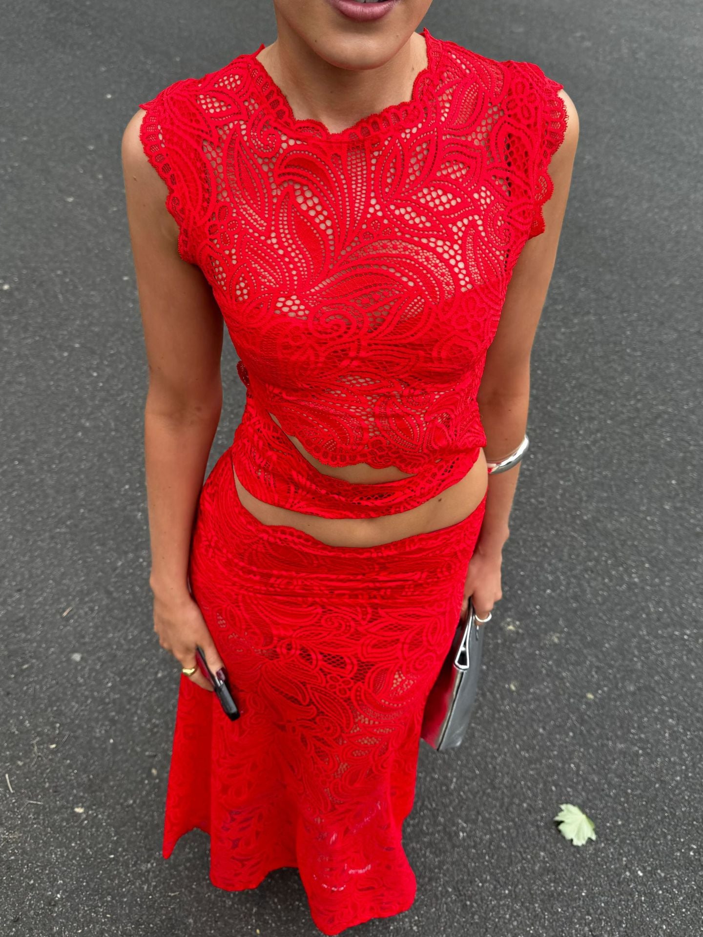 Hollow Out Irregular Sexy Red Fishtail Dress