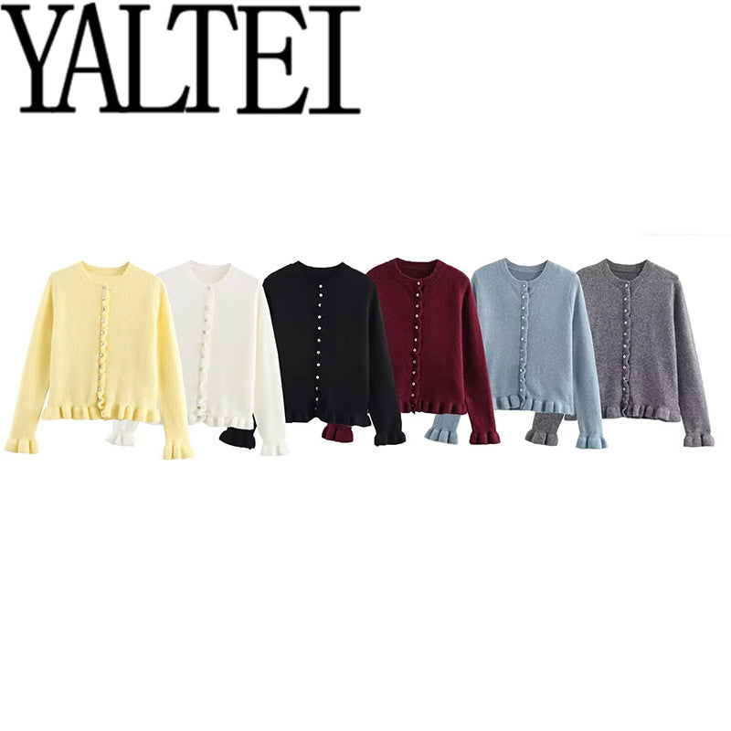 Glamorous Women's French Laminated Decoration Knitted Blouse