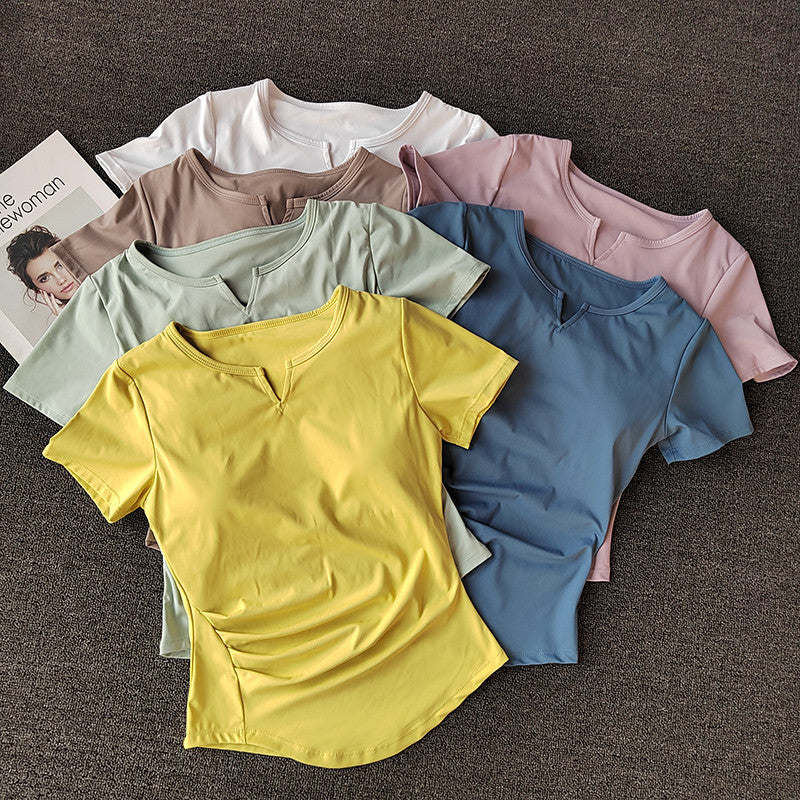 Women's Design Sleeve Sports With Chest Pad Women's T-shirt