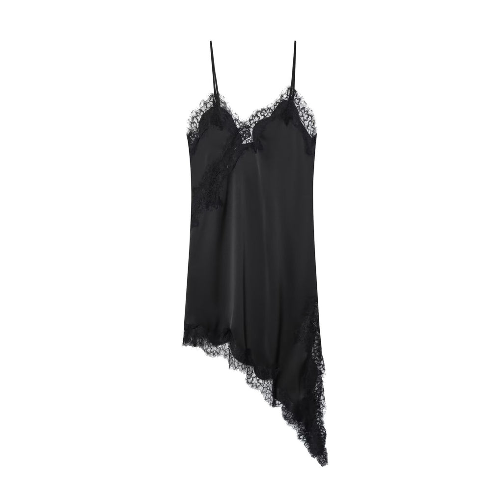 Elegant Winter Lace Sleeveless Asymmetric Slip Dress