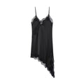 Elegant Winter Lace Sleeveless Asymmetric Slip Dress
