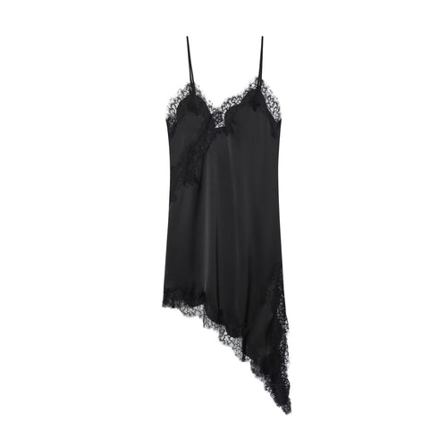 Elegant Winter Lace Sleeveless Asymmetric Slip Dress