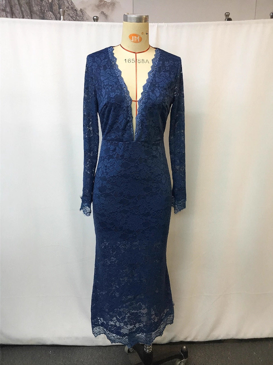 Lace Stitching Solid Color Slim Fit Long Pure Waist Skirts