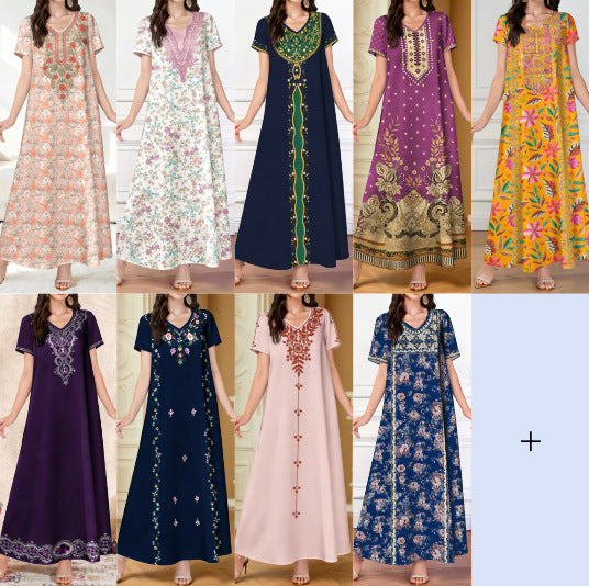 Women's Summer Fashion Casual Sleeve Printed Pocket Clothing