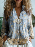 Women's Leisure Commute Shirt Western Ethnic Style Geometric Blouse