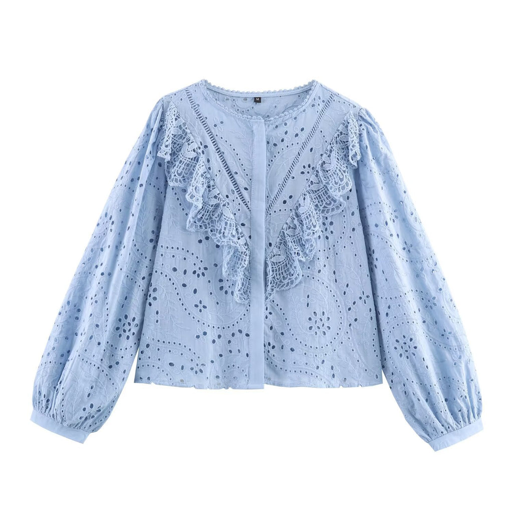 Women's Z Fashion Temperament Hollow Embroidered Shirt Blouse