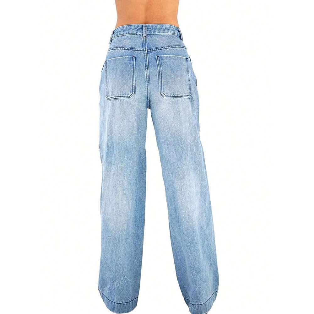 American Retro Wide Leg Loose Straight Women's Jeans