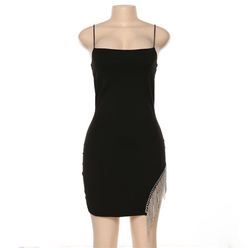 Women's Sexy Backless Pendant Hem Sling Sheath Dress