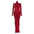 Women's Autumn Temperament Pure Color Turtleneck Backless Clothing