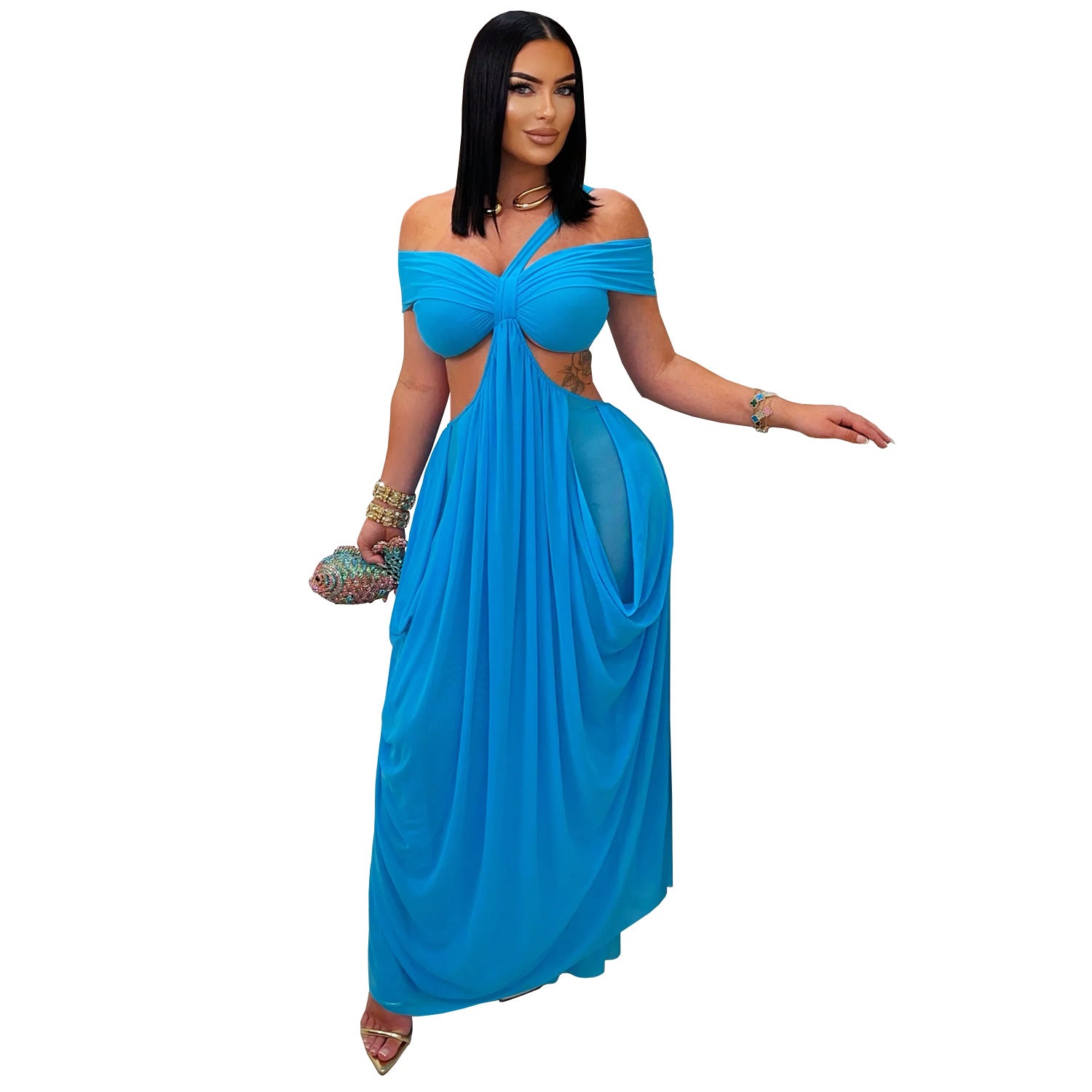 Women's Fashion Wear Sexy Bandeau Mesh Dress