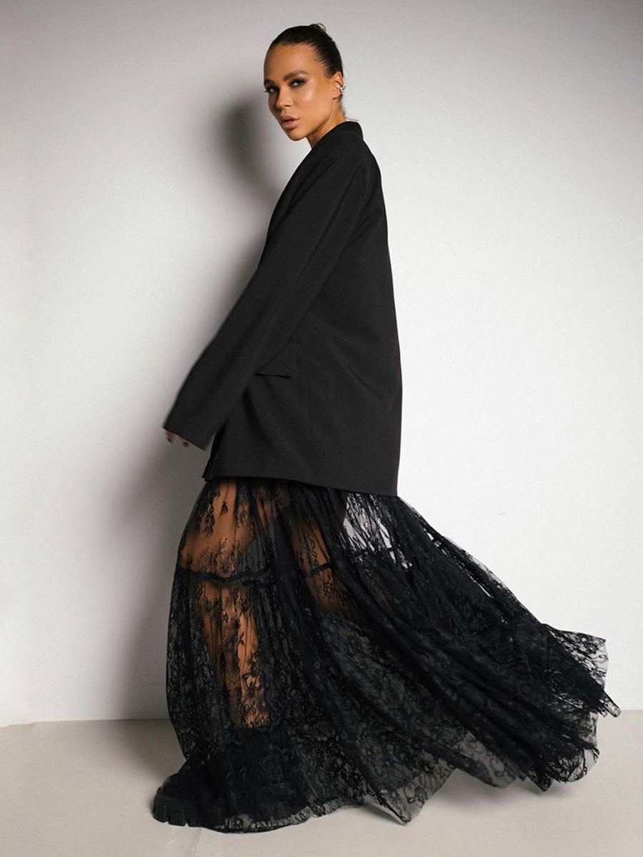 Female Dress Black Sexy Lace High Waist Skirt