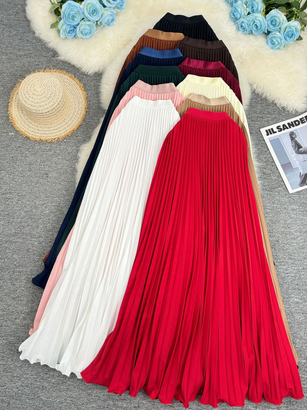 Women's Commute High Waist Slimming A- Line Midi Skirts