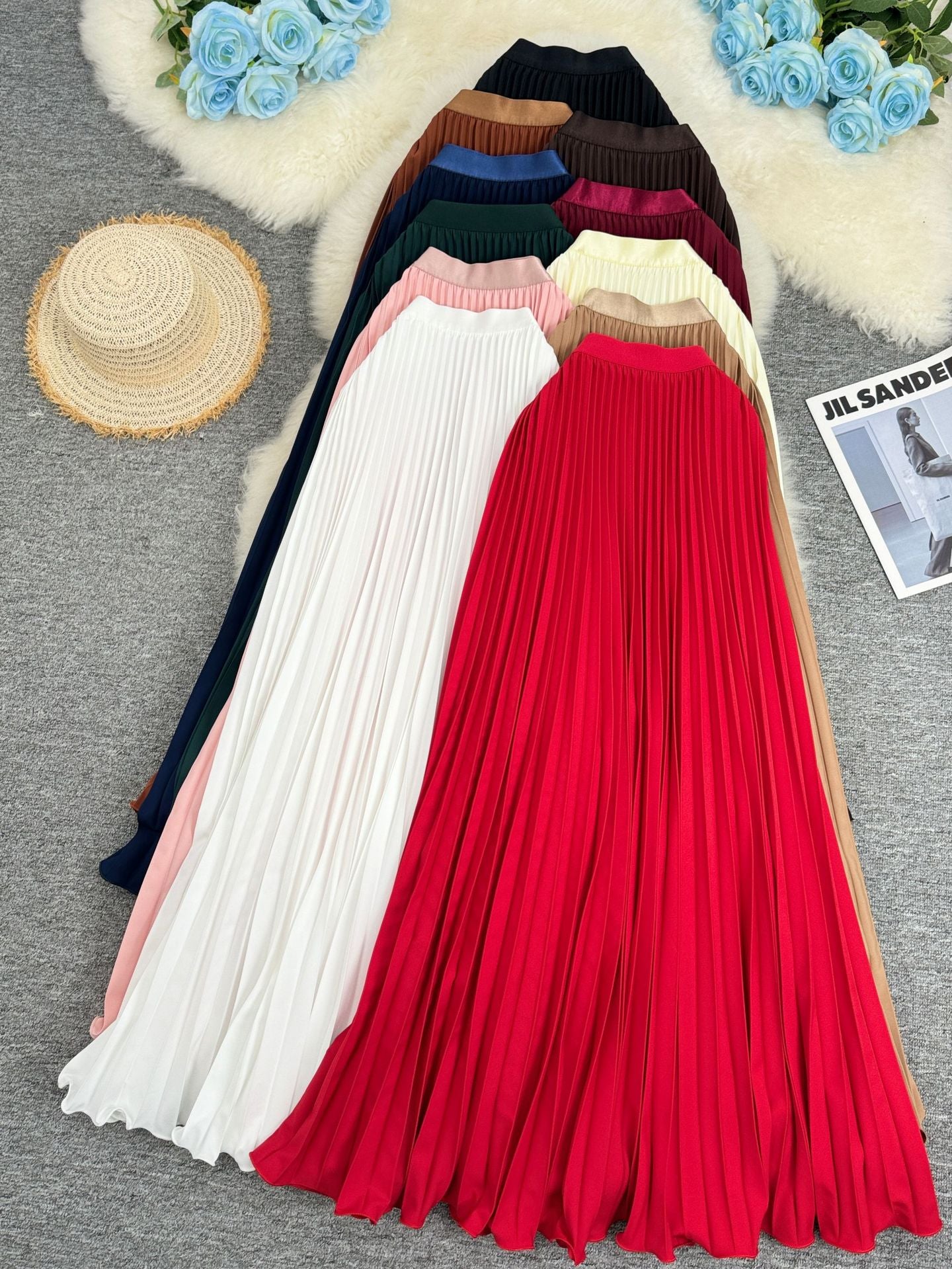 Women's Commute High Waist Slimming A- Line Midi Skirts