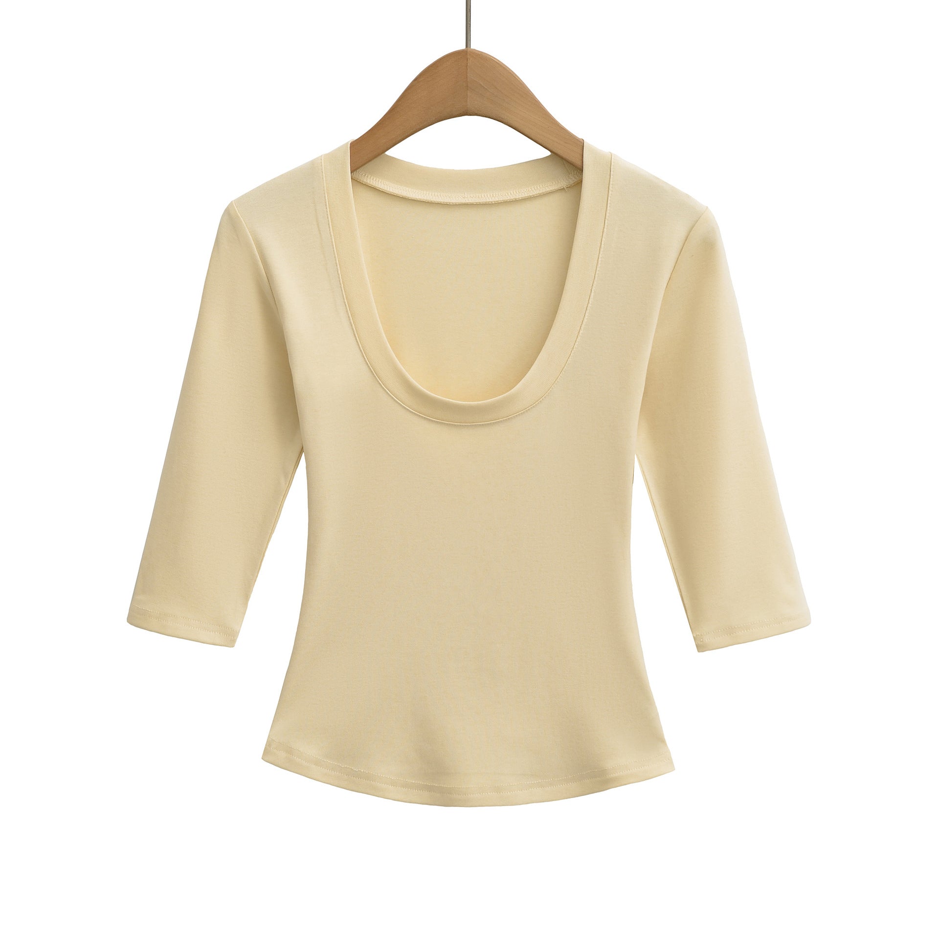 Women's Color Half Sleeves Knitted Inner Match Bottoming Women's T-shirt