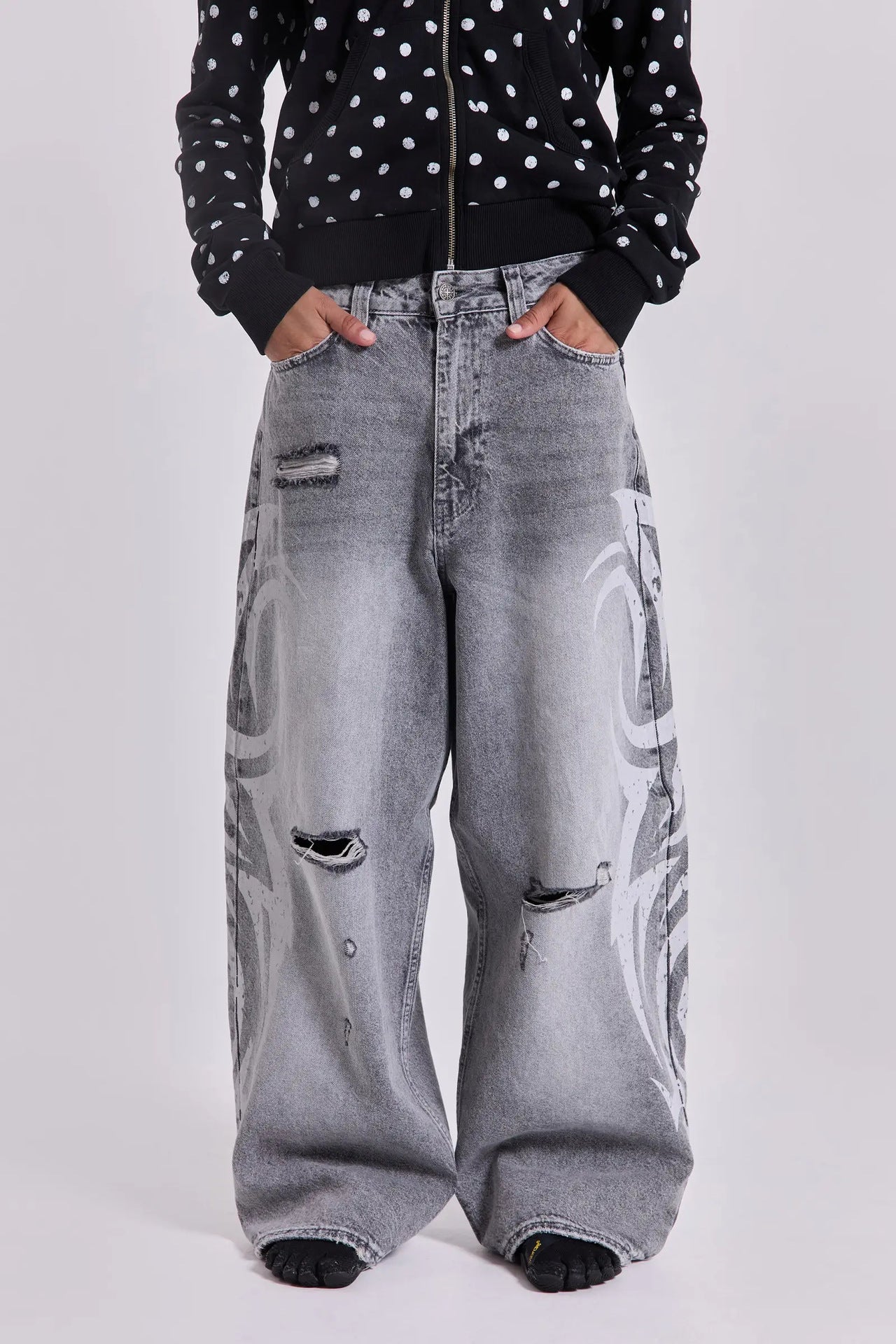 Women's & Men's Washed Retro High Street Tide Trousers Women's Jeans