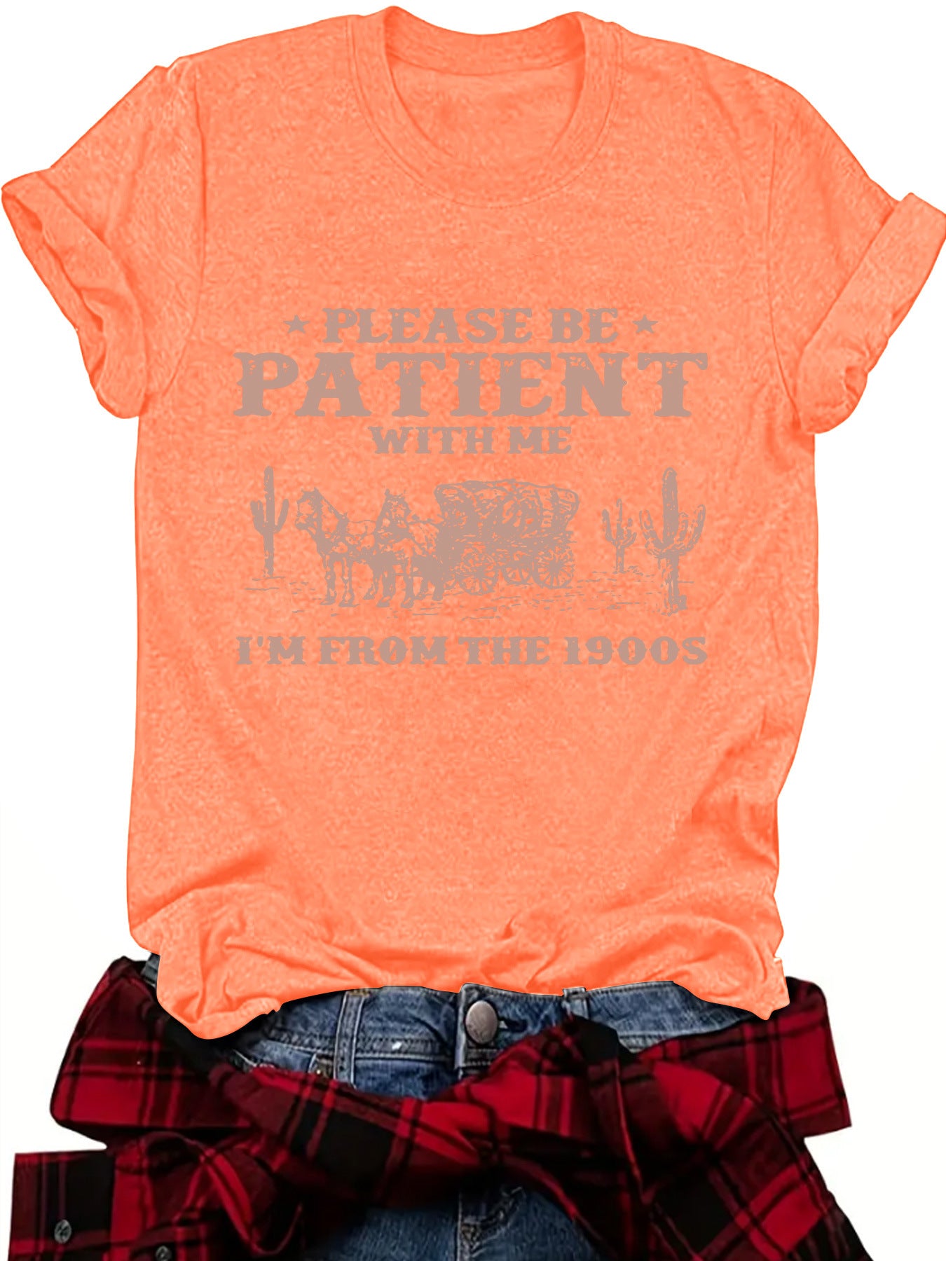 Women's Summer Pattern Round Neck Sleeve Casual Women's T-shirt