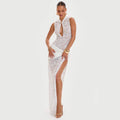 Fashion Elegant Sleeveless Lace Printed Hollow Dress