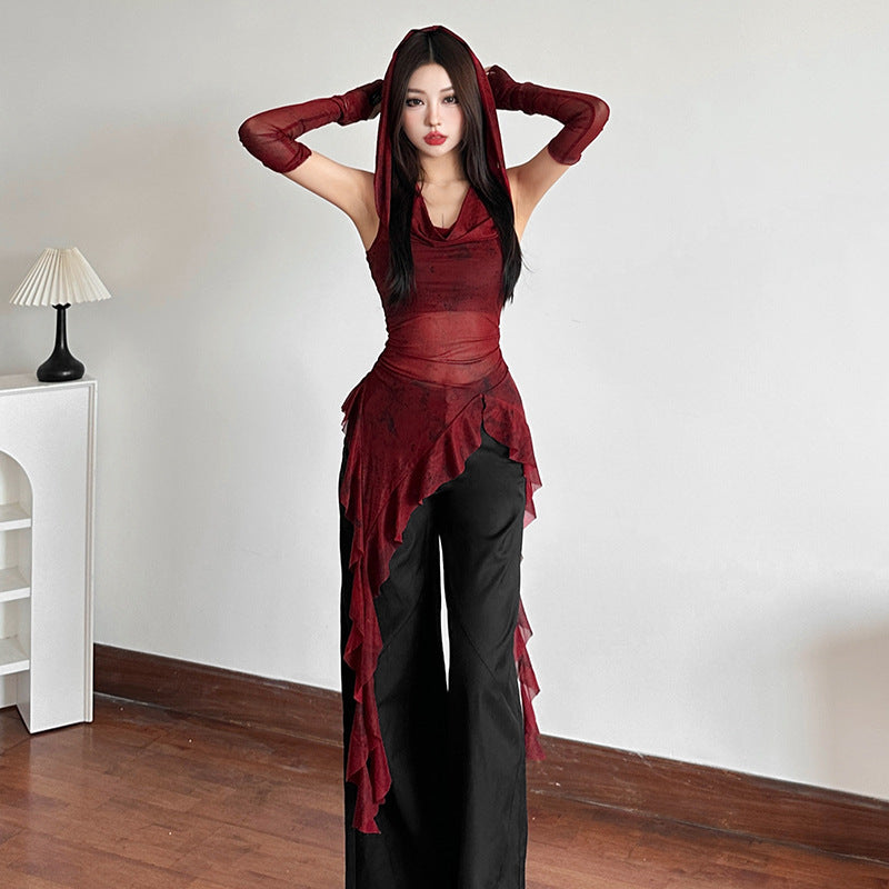 Women's Autumn Solid Color Slim Street Fashion Hooded Sleeveless Tops