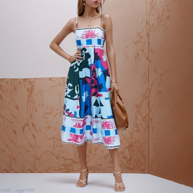 Women's Casual Fashion Iti Printing Large Swing Dress
