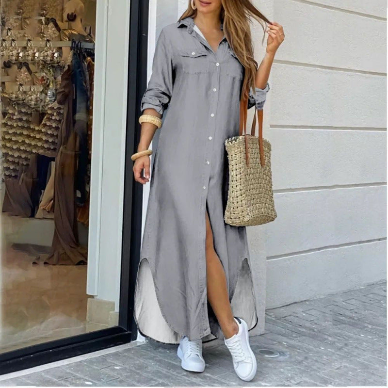 Creative Women's Fashion Sexy Print Shirtdress Dress