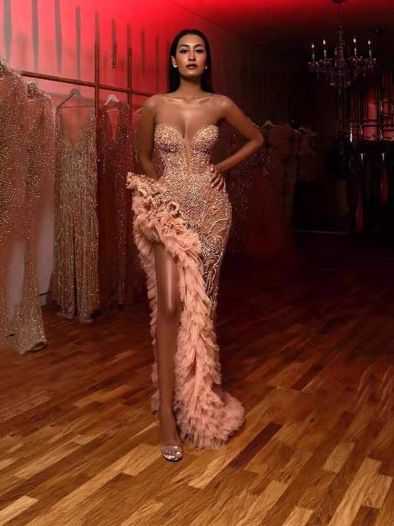 Women's Spring Sexy Sequined Tube With Tassel Clothing
