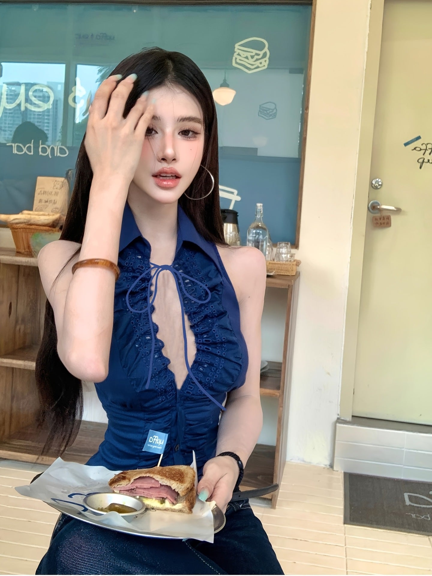 Women's Chubby French Style Pure Desire Halter Tied Design Sense Tops