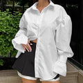 Women's Style Solid Color Polo Collar Loose Blouse