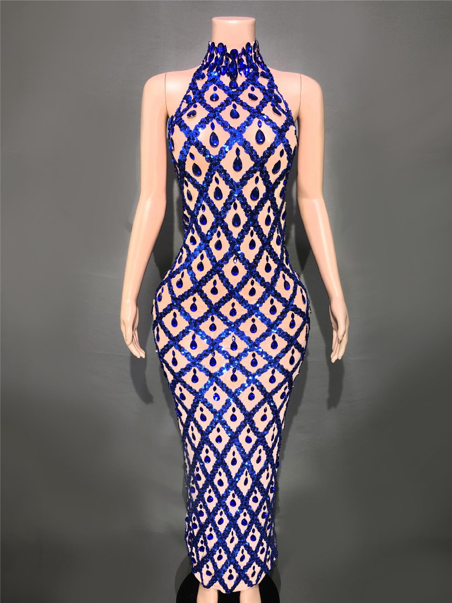 Graceful Women's Shiny Rhinestone Party Formal Dress