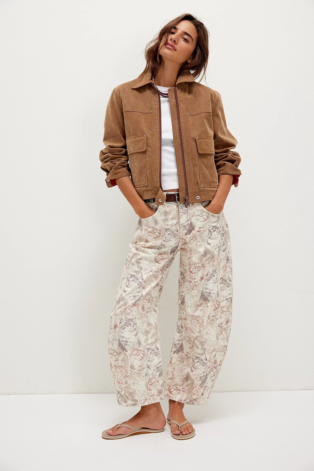Women's Spring Leisure Loose Mid Waist Cylindrical Women's Jeans