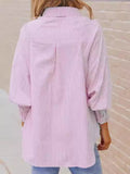 Long Sleeve Shirt Striped Loose Large Tops