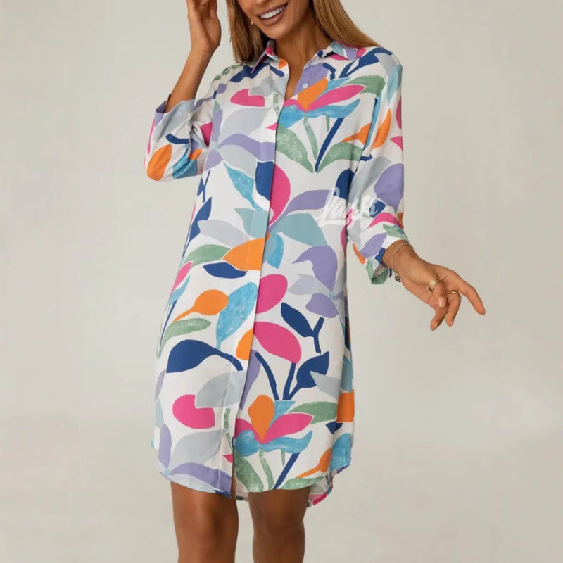 Versatile Fashionable Elegant Printing Lapel Single-breasted Cardigans