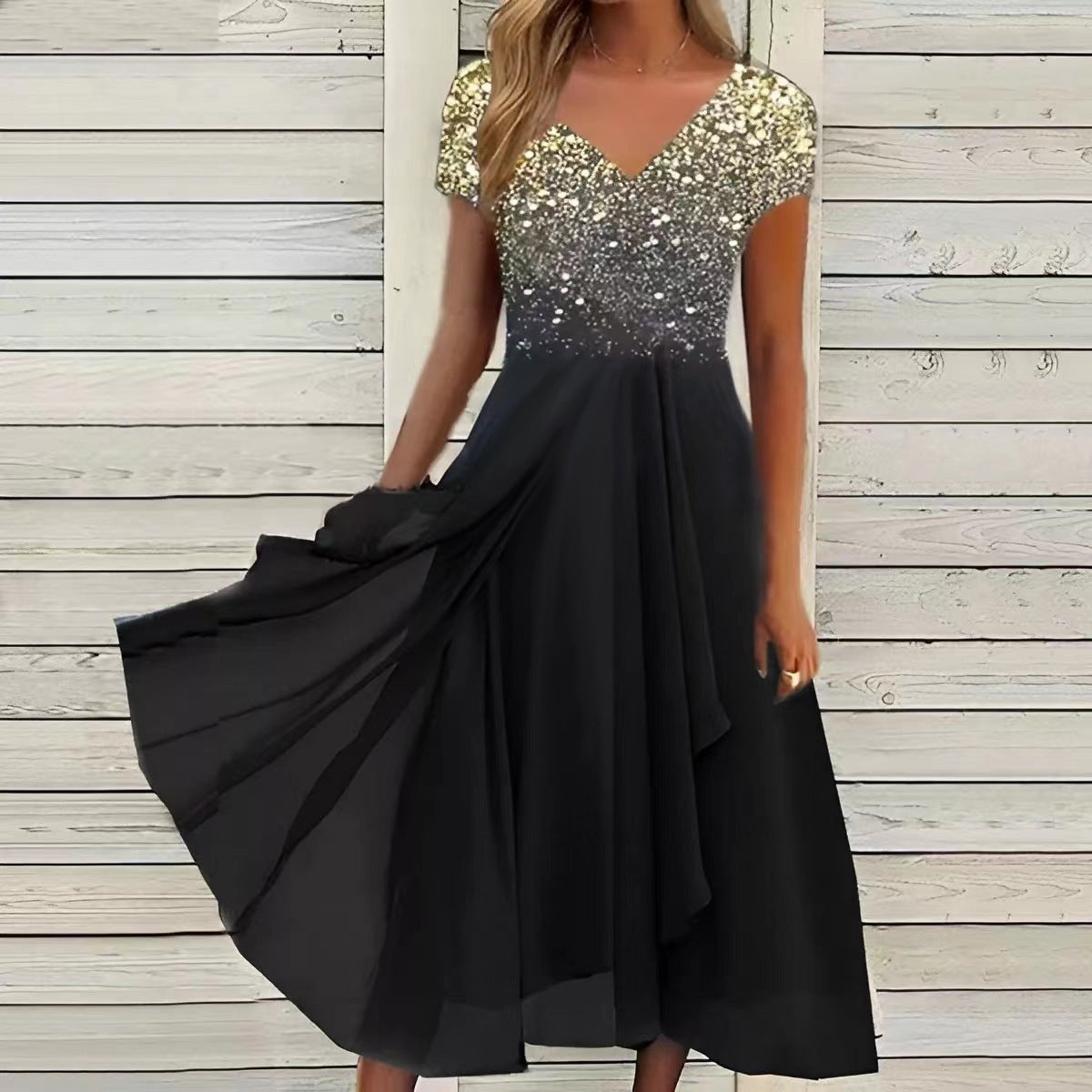 Women's Summer Fashion Urban Casual Patchwork Chiffon Dress