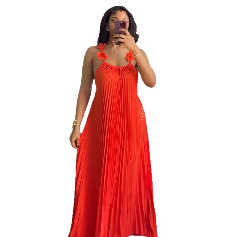 Women's Spring Sweet Fresh Sling Backless Pleated Skirts