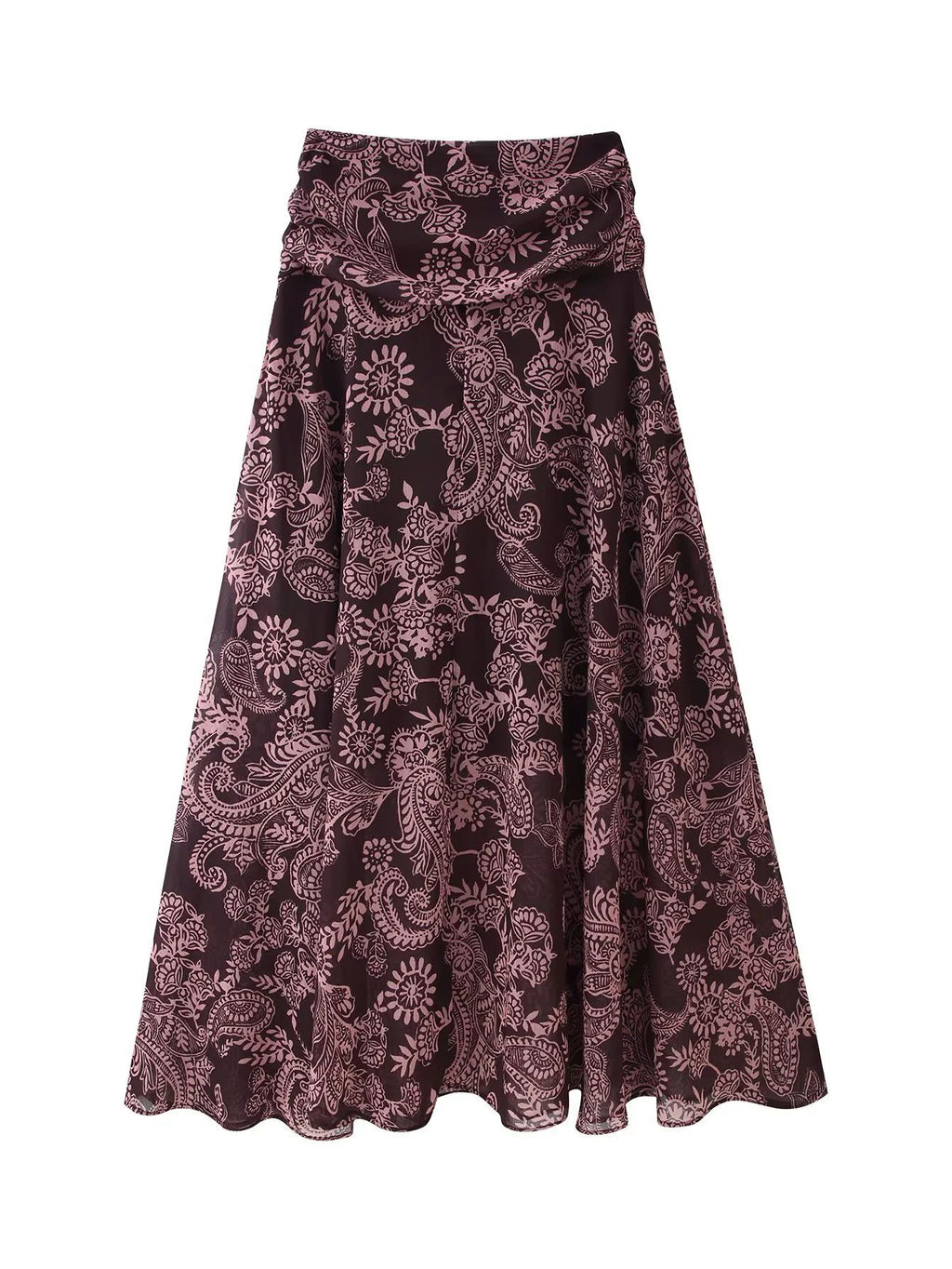 Women's Autumn Pleated Chiffon Printed Ruffled Large Skirt