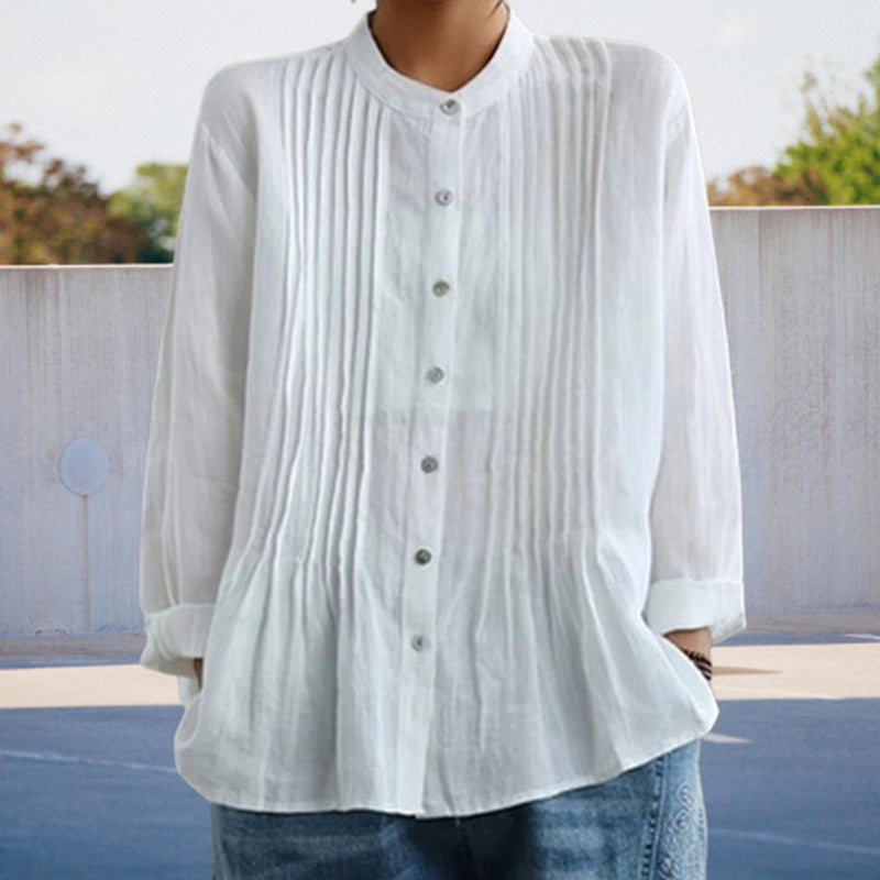 Women's Wild Solid Color Toothpick Strip Stand-up Blouse