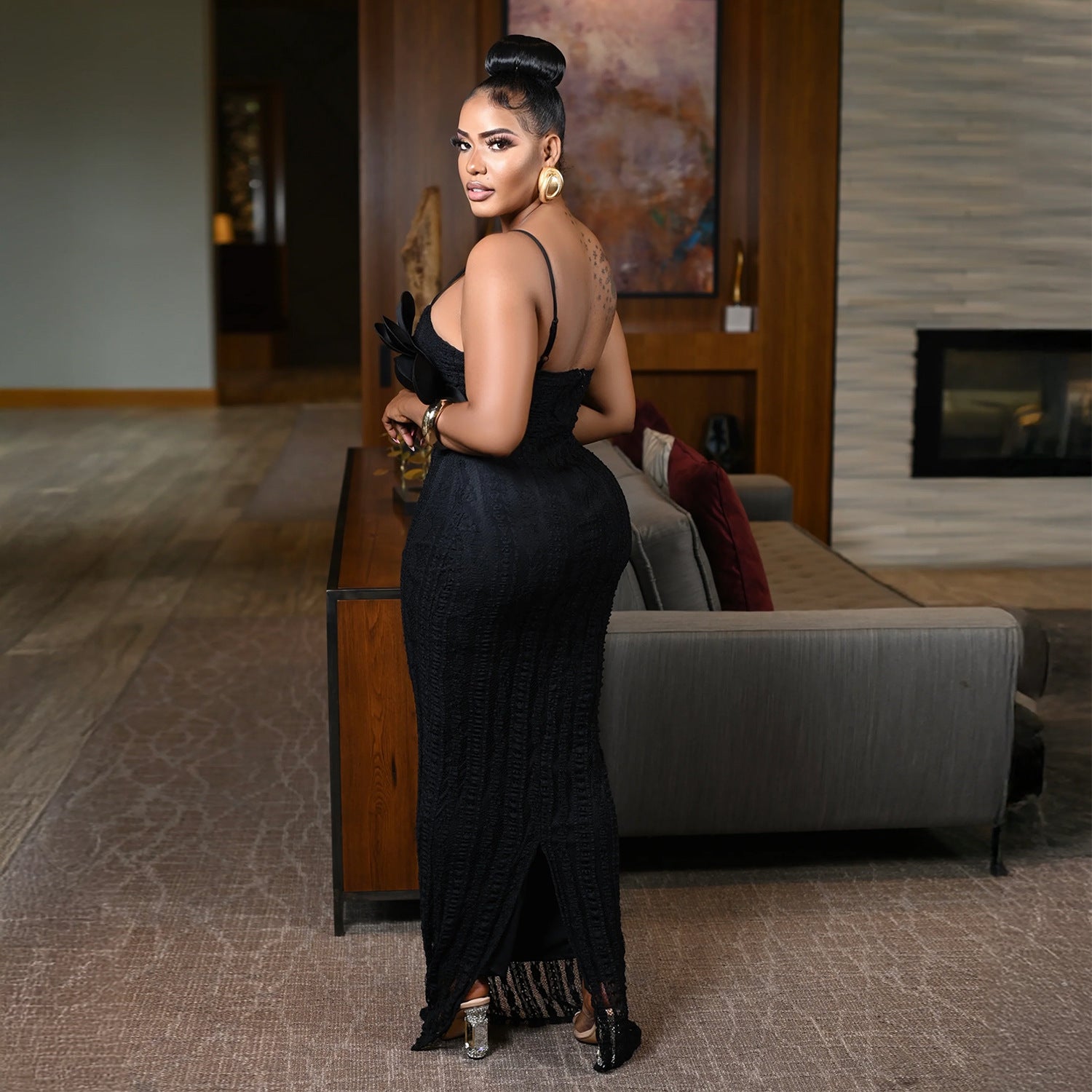 Women's Fashion Wear Sexy Lace Corsage Backless Dress
