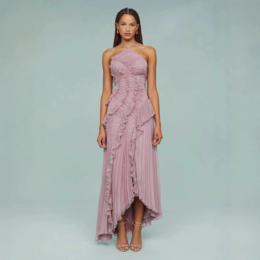 Women's Summer Sexy Halter Ruffled Long Design Dress
