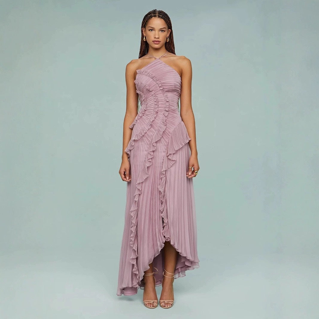 Women's Summer Sexy Halter Ruffled Long Design Dress