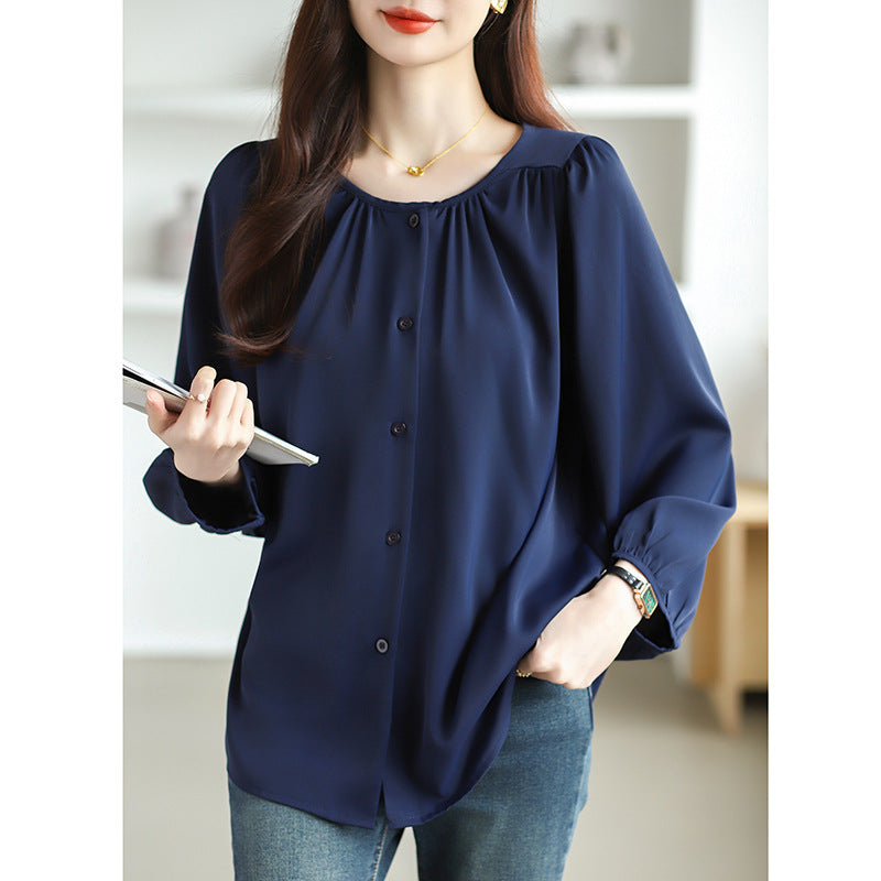 Women's Shirt Large Loose Leisure Slimming Belly Covering Elegant Blouse