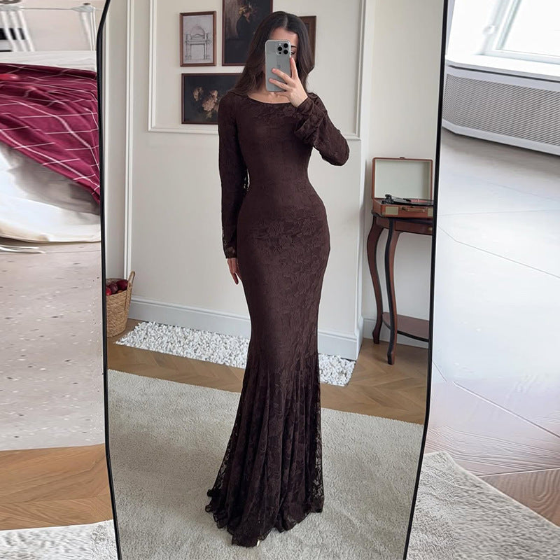 Graceful Winter Lace Sheath Elegant Fashion Dress