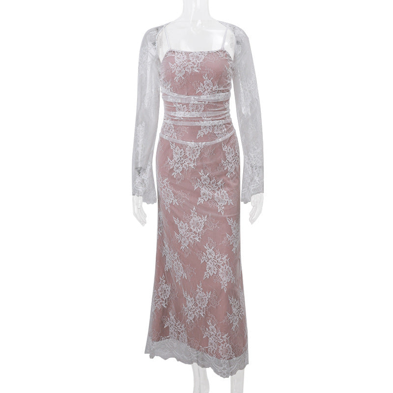 Women's Autumn Lace Long-sleeved Waistcoat Strap For Dress