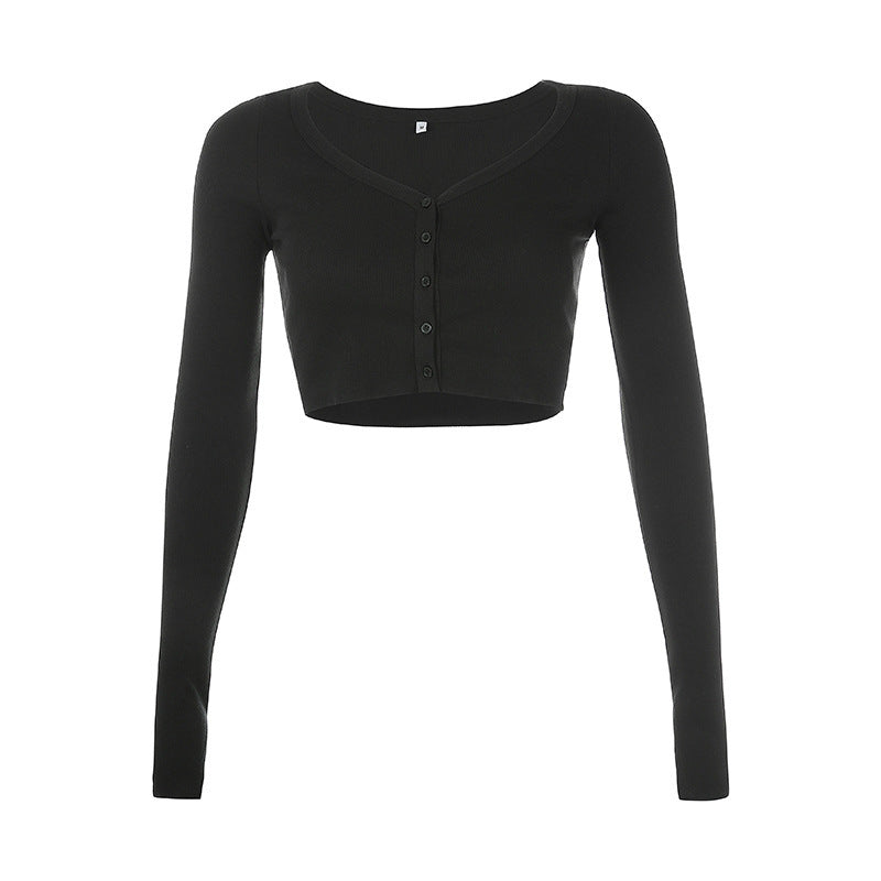 Women's Split Cuff Sexy Bare Midriff Slim Women's Sweater