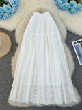 Korean Style Stitching Big Swing High Waist Slimming A- Line Skirt